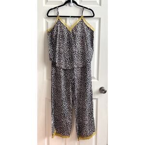VICTORIA'S SECRET Leopard Print Metallic Lace Trim Cami Camisole PJ Pajama